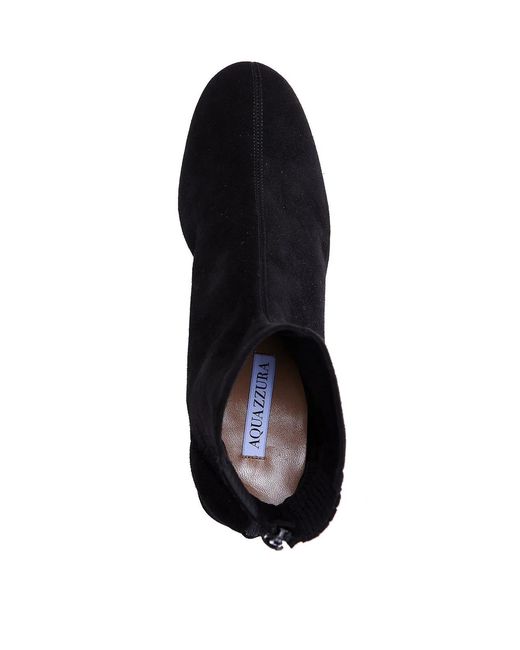Aquazzura Black Suede Booties With Rear Zip