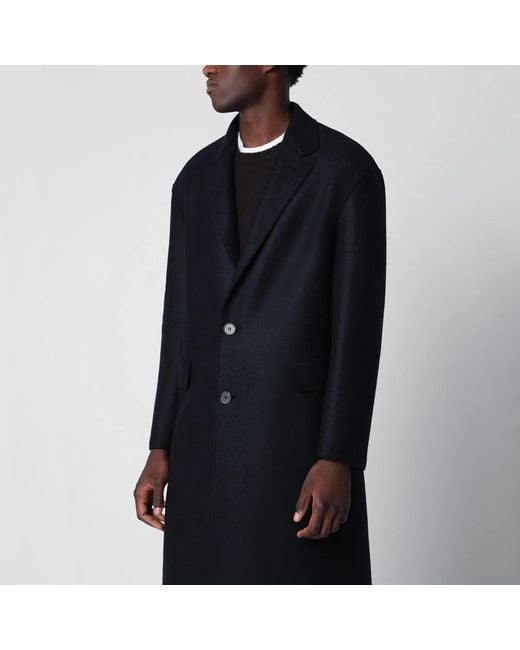 Harris Wharf London Black Single-Breasted Wool Coat for men