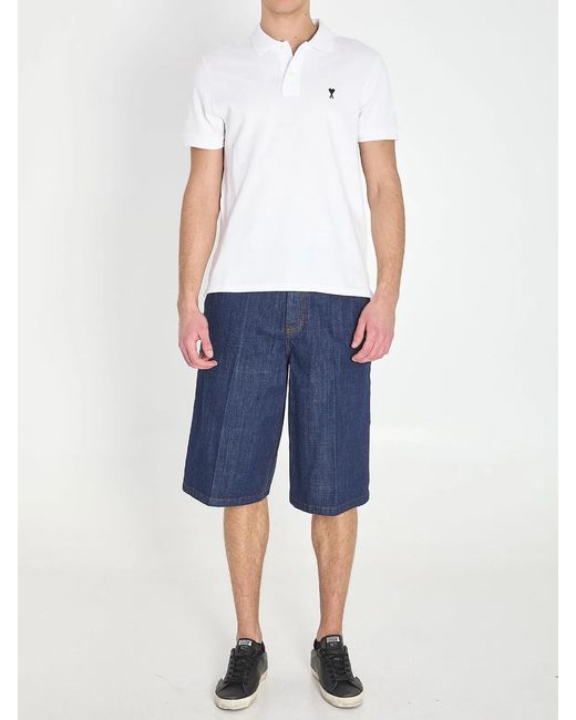 AMI White Ami De Coeur Polo for men