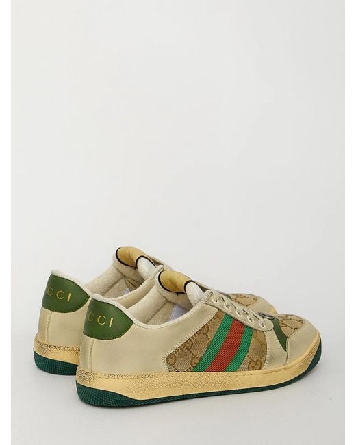 Gucci Green Multicolour Leather Screener Sneakers for men