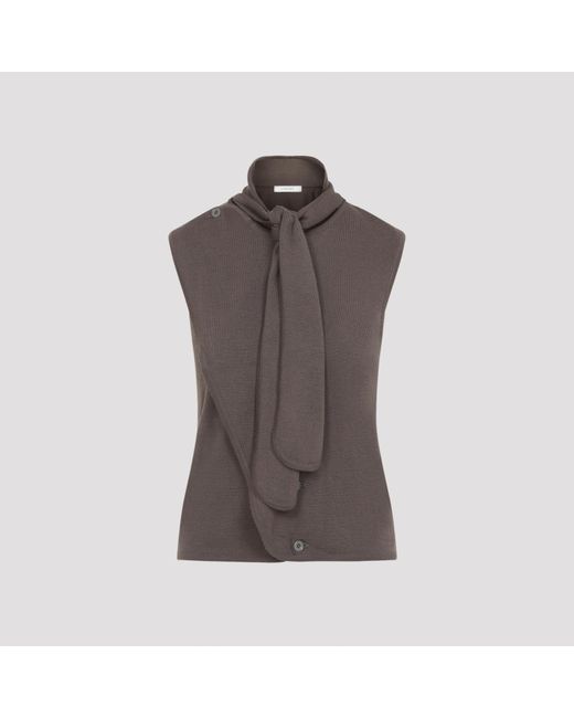 Lemaire Brown Shitake Asymmetrical Vest