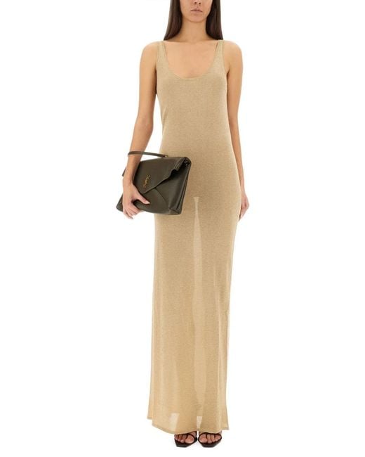 Saint Laurent White Lurex Knit Dress