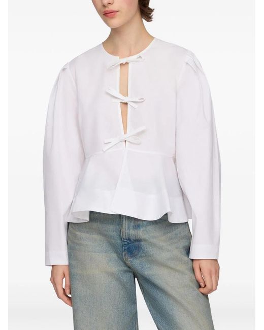 Ganni White Organic Cotton Blouse