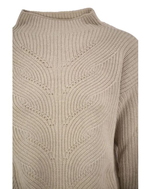 Herno Natural Pure Wool Jumper With Textured Knit And High Neck