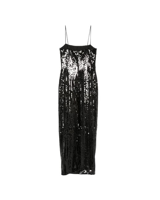 ROTATE BIRGER CHRISTENSEN Black Sequins Maxi Slip Dress