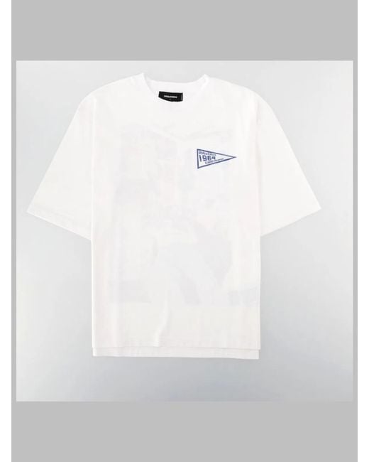 DSquared² White T-Shirt Con Stampa for men