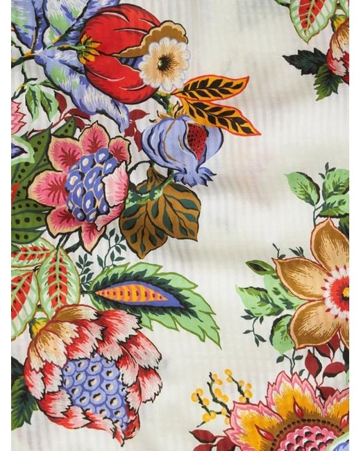 Etro Gray Cotton And Silk Blend Top