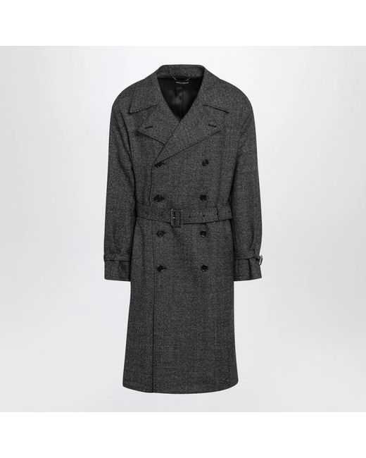 Dolce & Gabbana Black Dolce & Gabbana Wool Doublebreasted Coat for men