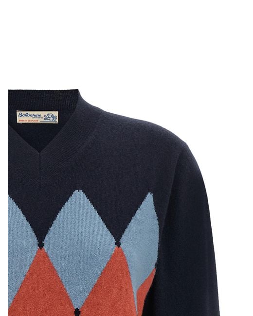 Ballantyne Blue 'Argyle' V-Knit