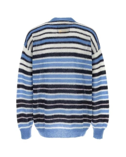 Marni Blue Embroidered Mohair Blend Cardigan for men