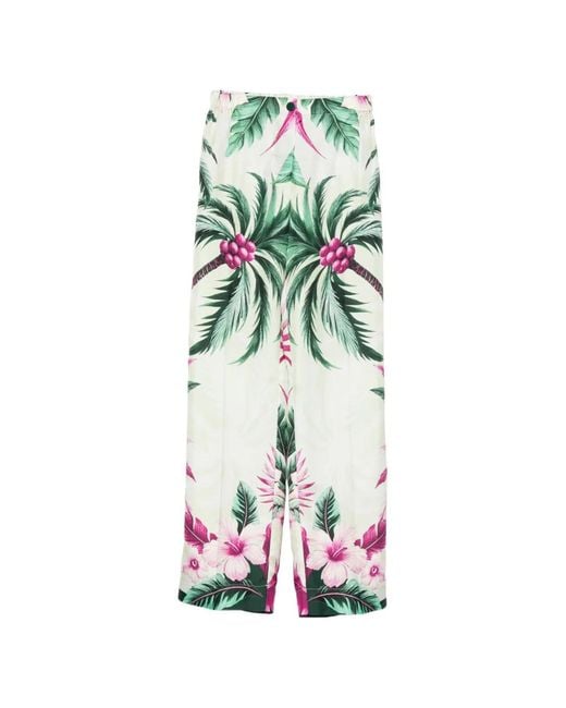 F.R.S For Restless Sleepers White Printed Silk Trousers