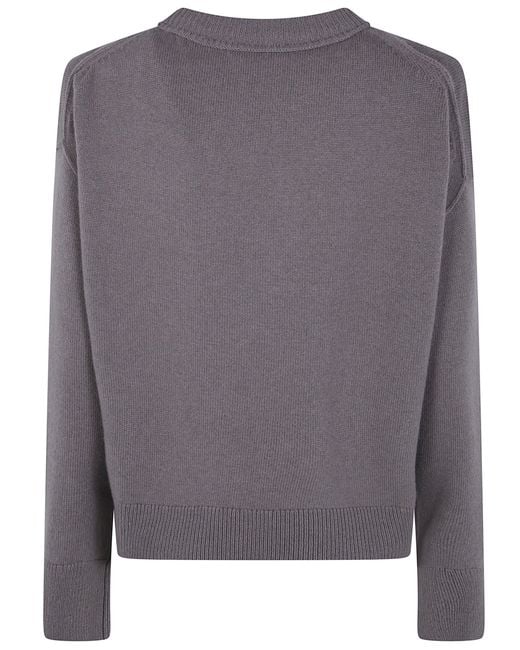 Mrz Gray Cropped Oversized Round Neck Sweater