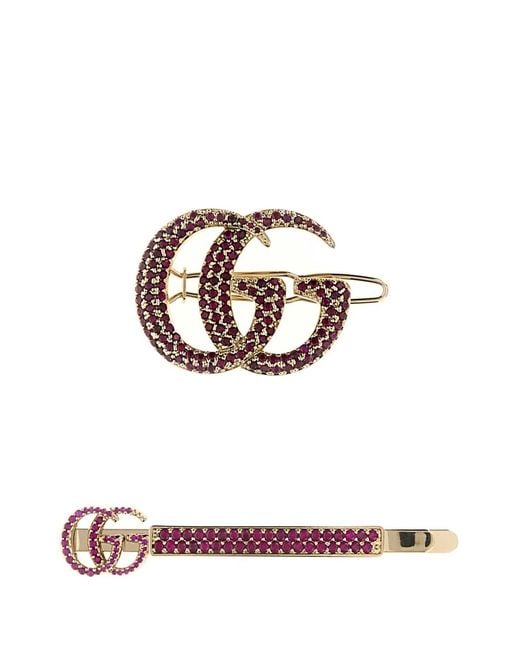 Gucci Gray Platinum Metal Hair Clips Set