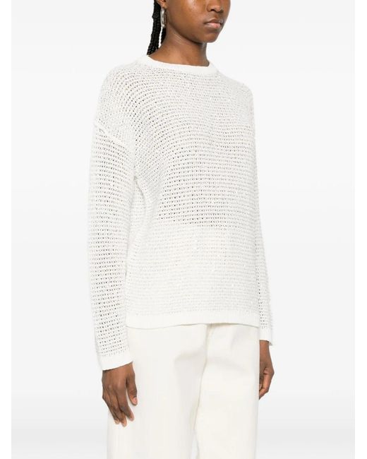 Fabiana Filippi Natural Off Round Neck Sweater