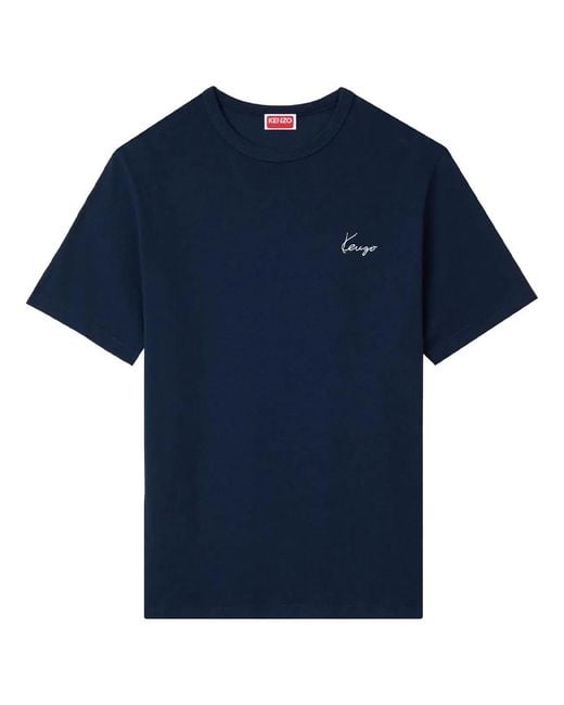 KENZO Blue "Gots Archive Rose Outlined" Classic T-Shirt for men