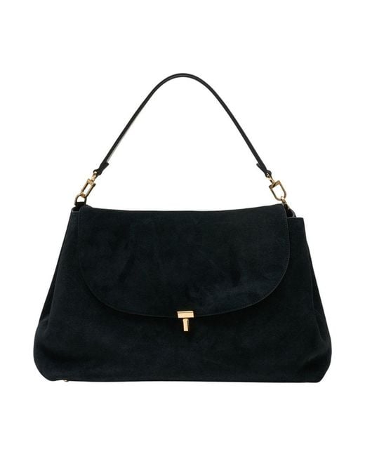 Totême Black "T-Lock Suede" Satchel Bag