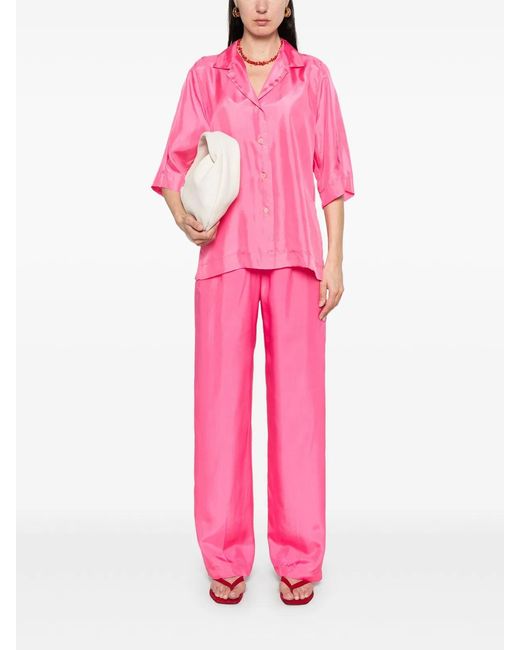 Forte_forte Pink Silk High Waist Pants
