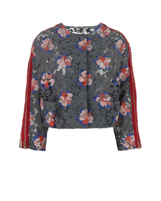 Fendi Blue Printed Lace Blazer