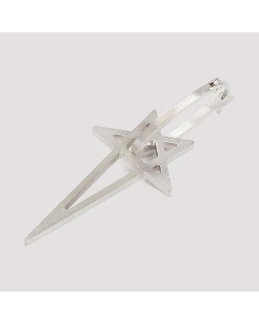Rick Owens White Pentagram Earring for men