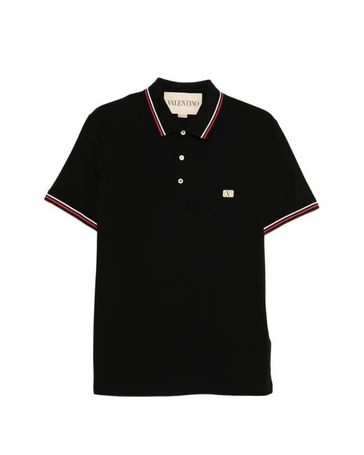 Valentino Garavani Black Polo Shirt With Vlogo Patch for men