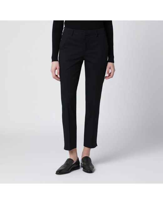 PT Torino Black Slim-Fit Cotton-Blend Trousers