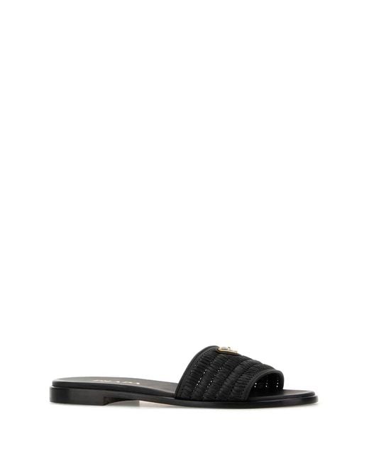 Prada Black Slider Sandals