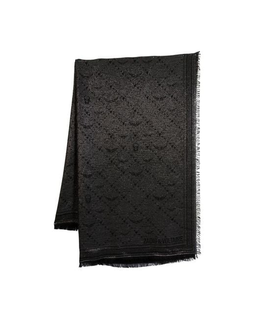 Zadig & Voltaire Black Glenn Monogram Scarf