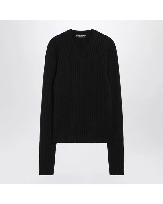 Dolce & Gabbana Black Dolce & Gabbana Ribbed Wool Sweater for men