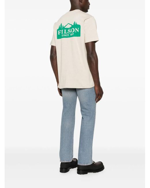 Filson White Printed Cotton T-Shirt for men