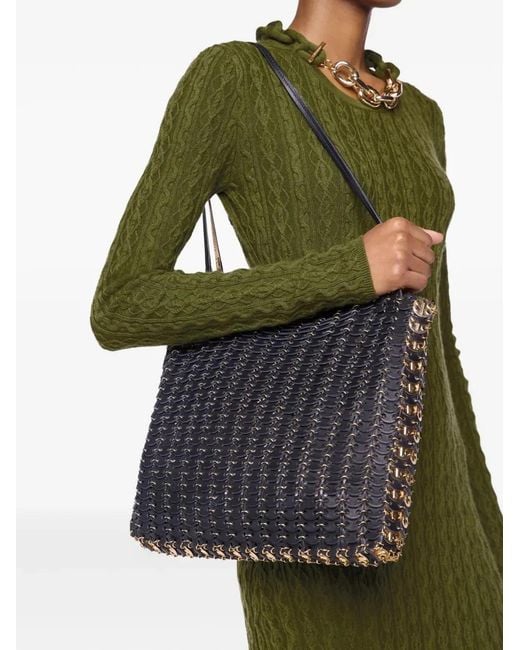 Rabanne Green 1969 Flip Leather Tote Bag