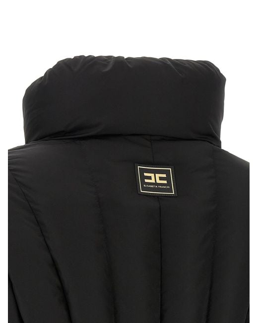 Elisabetta Franchi Black Bustier Quilted Down Jacket