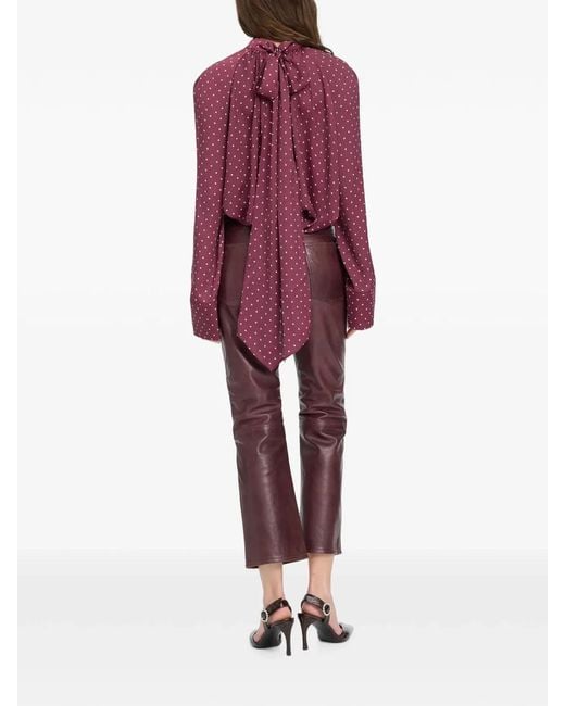 ROTATE BIRGER CHRISTENSEN Purple Satin Bow Shirt