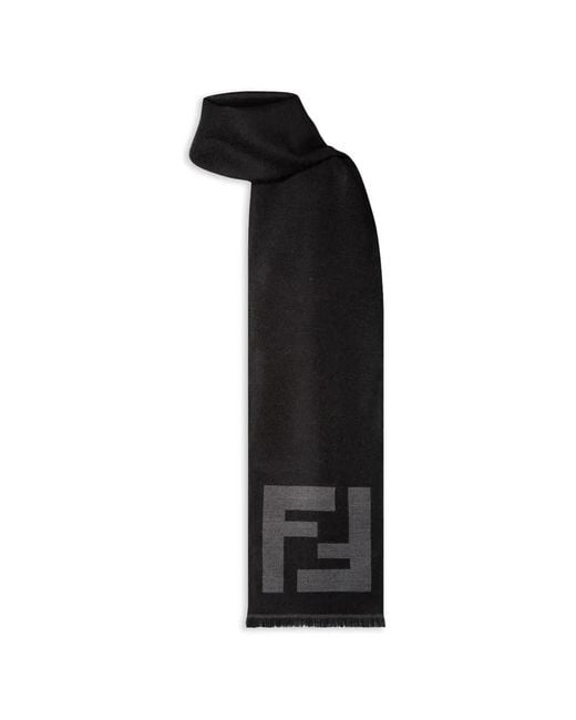 Fendi Black Wool Ff Scarf for men