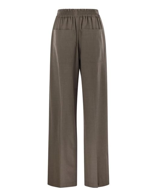Brunello Cucinelli Gray Tropical Luxury Wool Loose Trousers