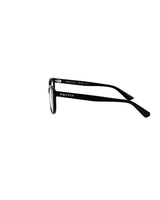 McQueen Black Transparent Acetate Glasses