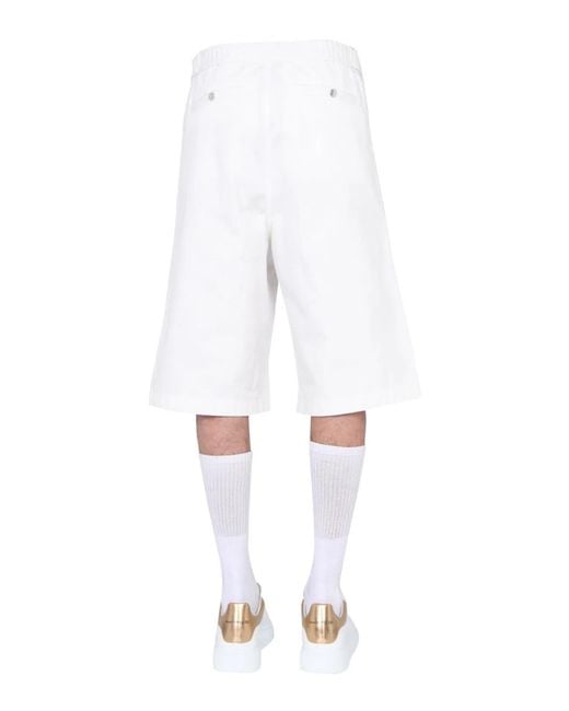 McQueen White Japanese Gabardine Shorts for men
