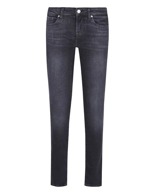 7 For All Mankind Blue Low-Rise Skinny Jeans