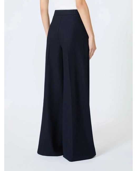 Max Mara Blue Wide-Fit Piqué Jersey Trousers
