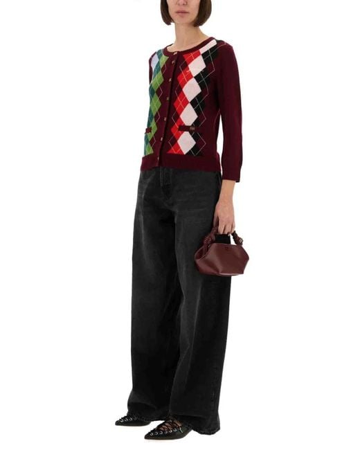 Ganni Red Multicolour Wool Cashmere Sweaters