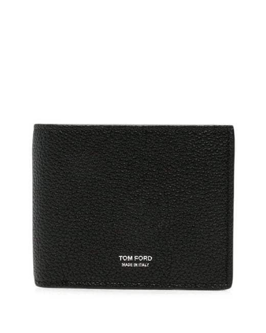 Tom Ford Black Soft Grain Leather T Line Classic Bifold Wallet W Coin Slot for men