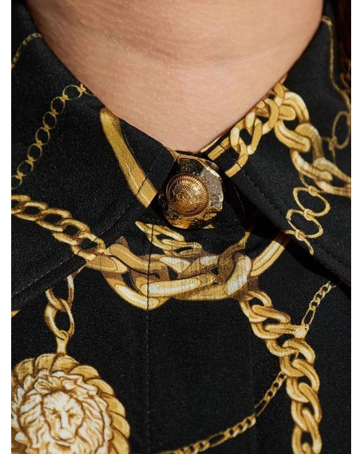 Balmain Black Silk Print Shirt
