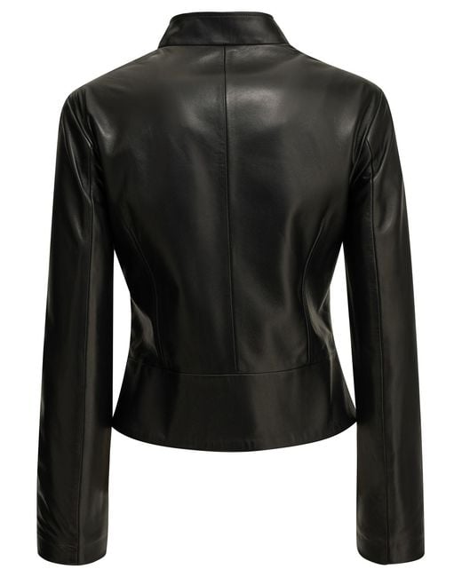 Semler Black Cow Nappa Leather Polyester Leather Jacket