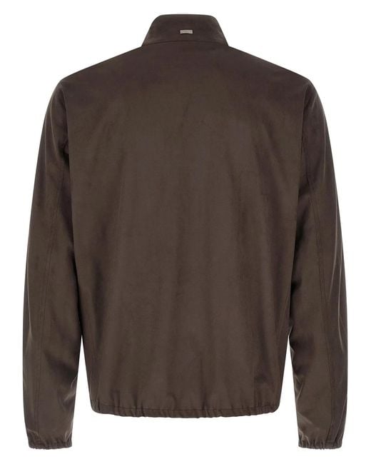 Herno Brown Suede Effect Jacket for men