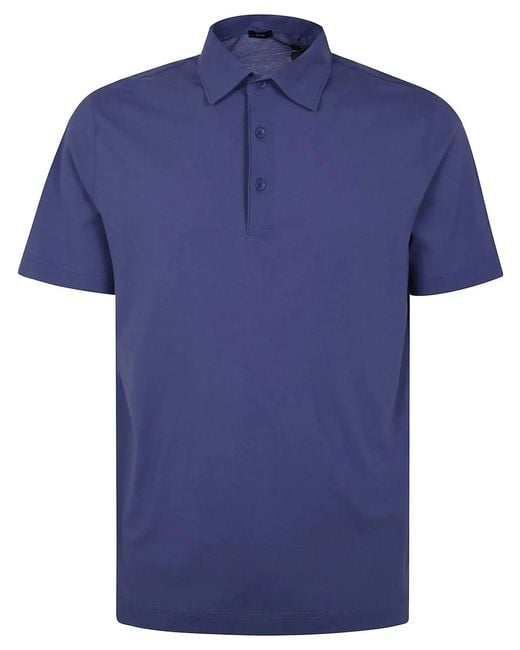 Herno Blue Knitted Polo Shirt for men