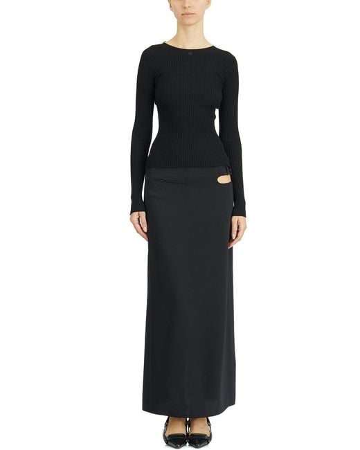 Courreges Black Long Tech Loop Skirt