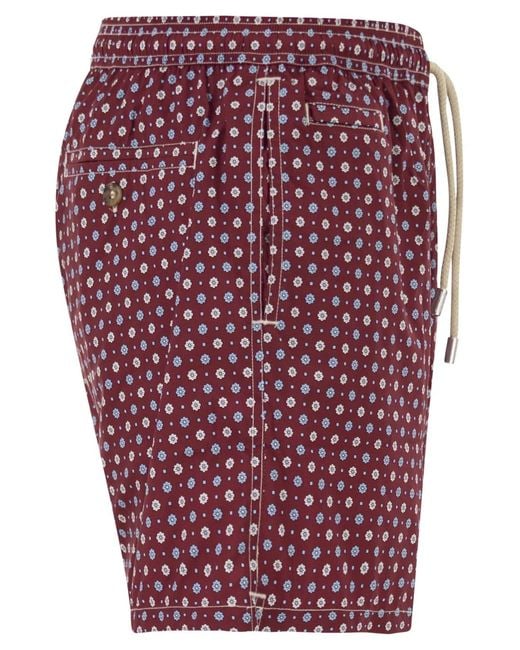 Mc2 Saint Barth Red Micro-Print Swimsuit for men