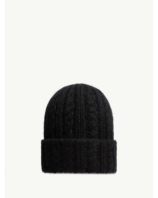 Moncler Black Wool Blend Braided Hat