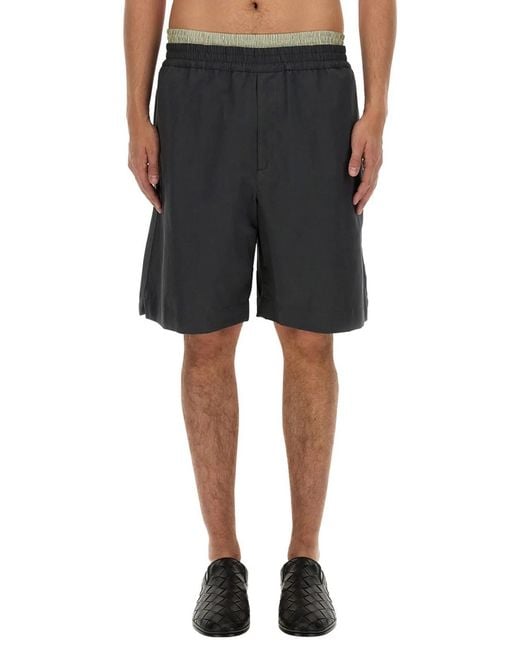 Bottega Veneta Black Cotton Shorts for men
