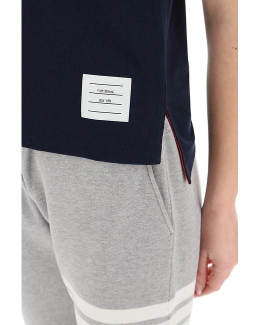 Thom Browne Blue Cotton Crew-Neck T-Shirt
