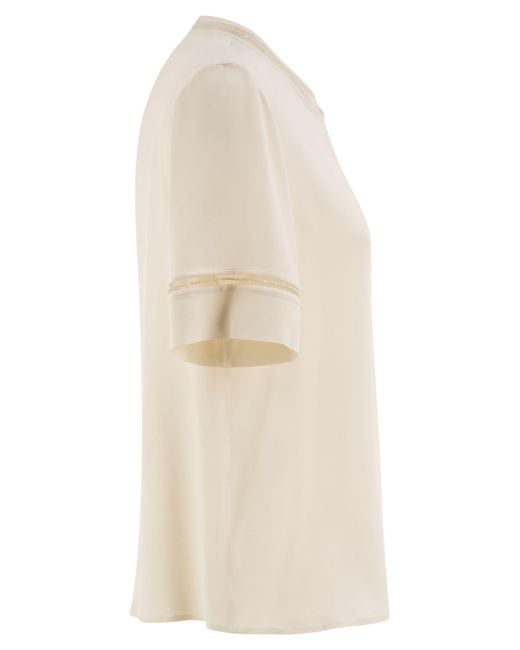 Fabiana Filippi White Acetate And Silk Crêpe Blouse With Embroidered Trims